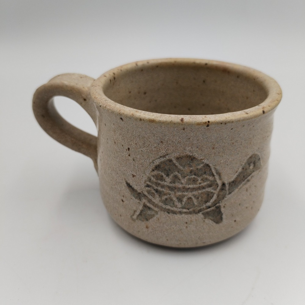 Vintage Sara Ireland Studio Pottery Turtle Mug Hand Thrown Speckled Stoneware